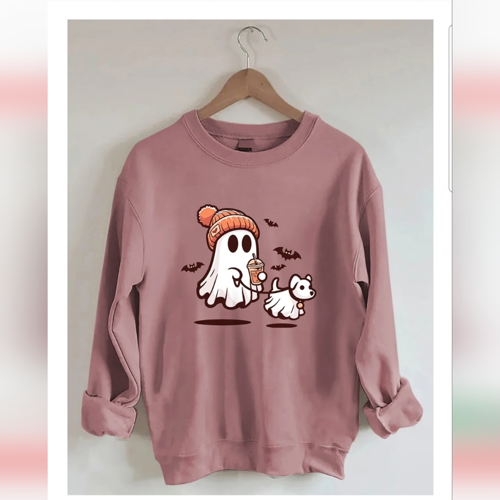 Ghost walking a dog sweatshirt